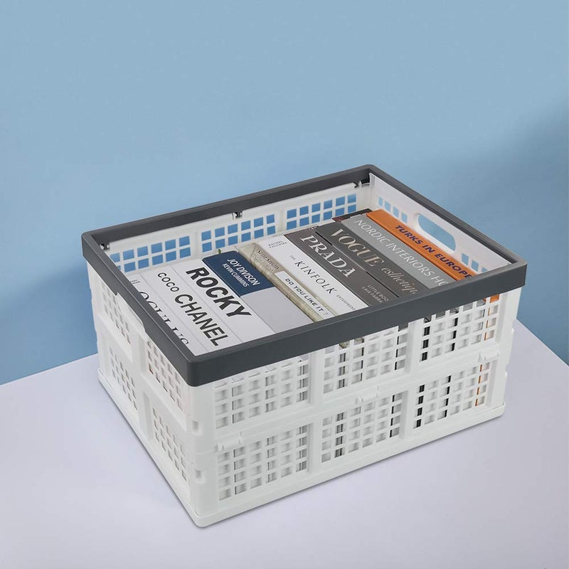 Teyyvn 3-Pack 30 L Plastic Stackable Collapsible Storage Crates, Folding Storage Baskets - Image 5